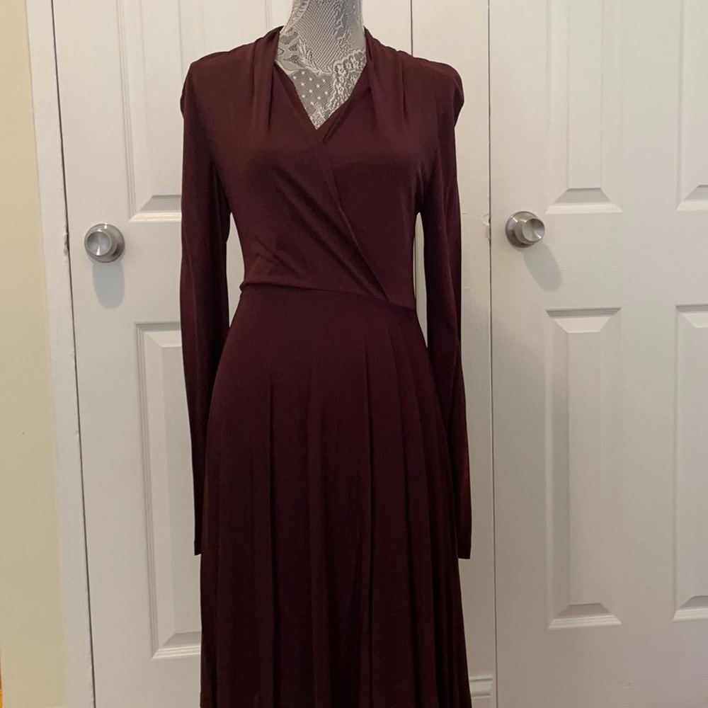 L.K. Bennett Eggplant Long Sleeve Dress